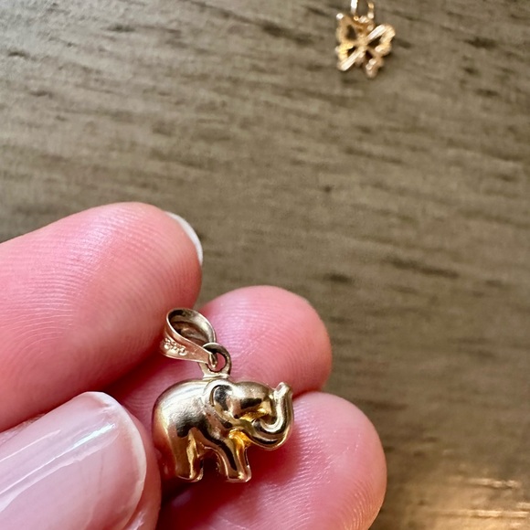 NEW 14k Gold Tiny Charms / 14k Gold Elephant Charm / 14k Gold Butterfly Charm - Picture 2 of 5